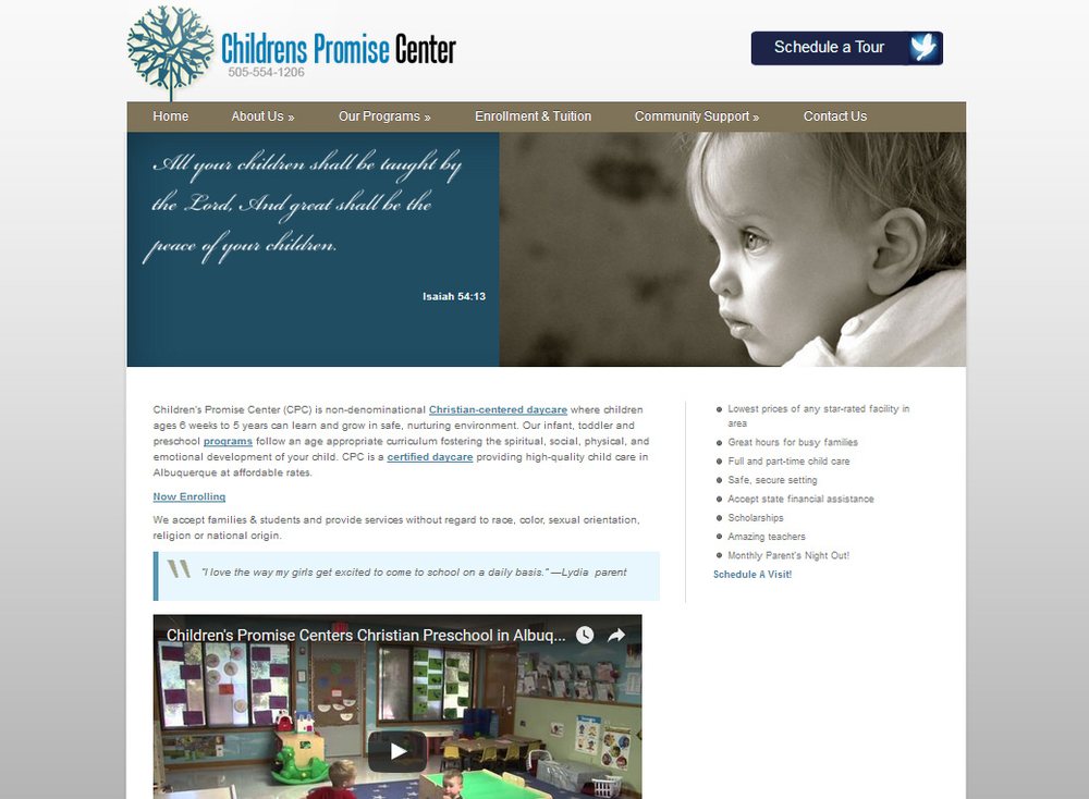 Children's Promise Center website design by Jentech