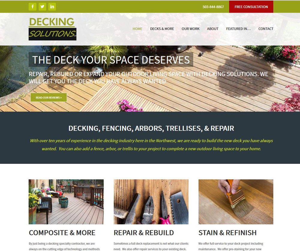 Decking Solutions website design by Jentech