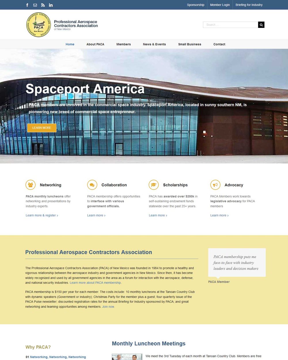 PACA of New Mexico website design by Jentech