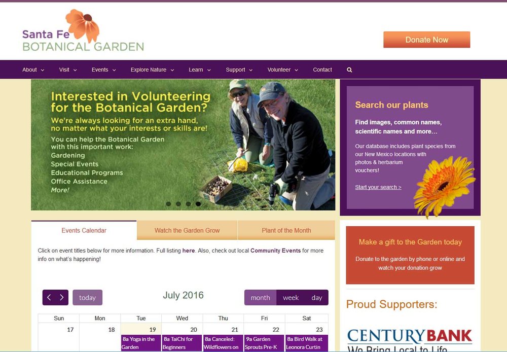 Santa Fe Botanical Garden website design by Jentech